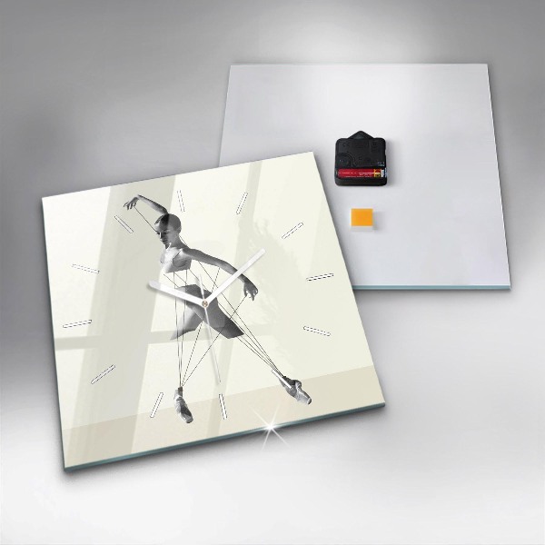 Square glass wall clock Abstract woman dancer