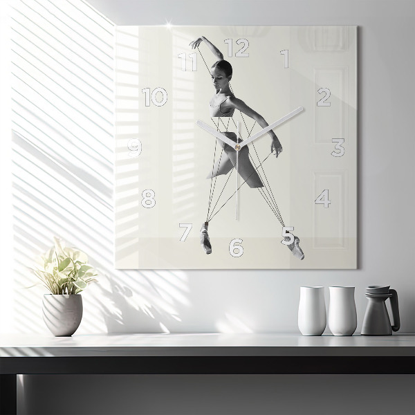 Square glass wall clock Abstract woman dancer