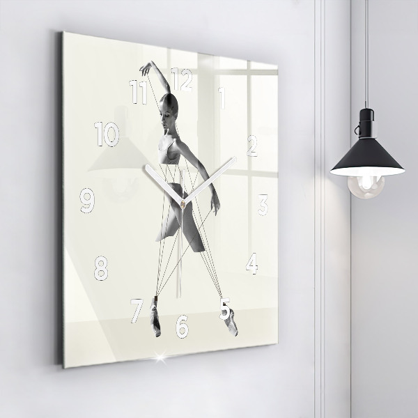 Square glass wall clock Abstract woman dancer