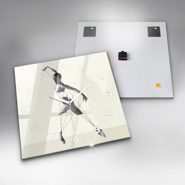Square glass wall clock Abstract woman dancer