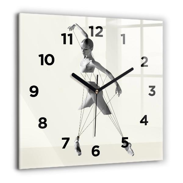 Square glass wall clock Abstract woman dancer