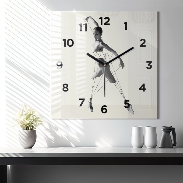 Square glass wall clock Abstract woman dancer