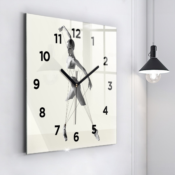 Square glass wall clock Abstract woman dancer