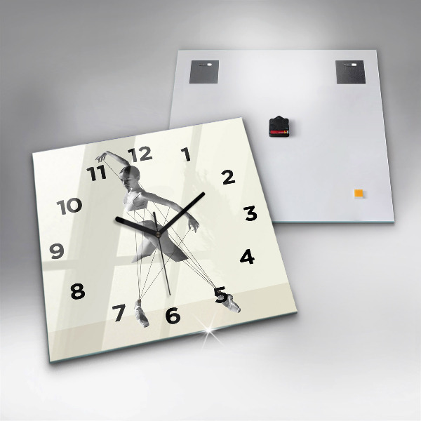 Square glass wall clock Abstract woman dancer
