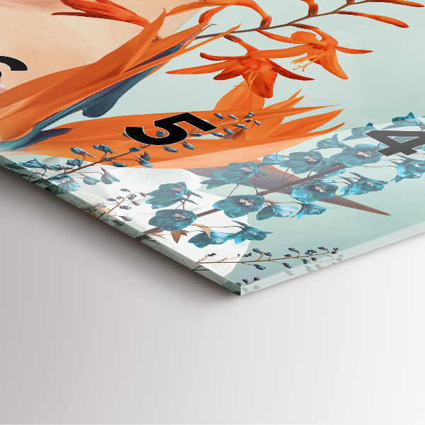 Square glass wall clock Woman with flowers