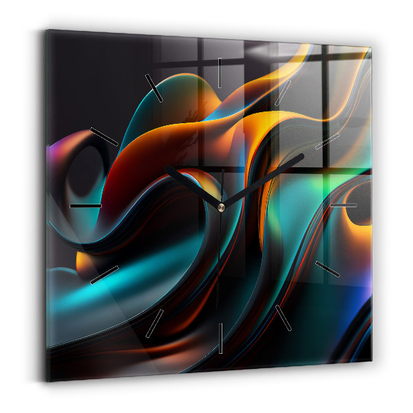 Square glass wall clock Futuristic wave