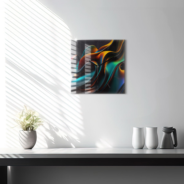 Square glass wall clock Futuristic wave