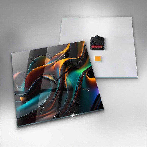 Square glass wall clock Futuristic wave