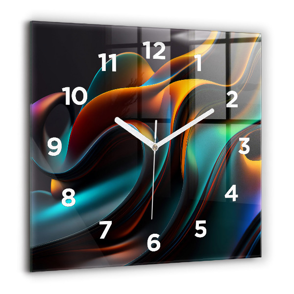 Square glass wall clock Futuristic wave