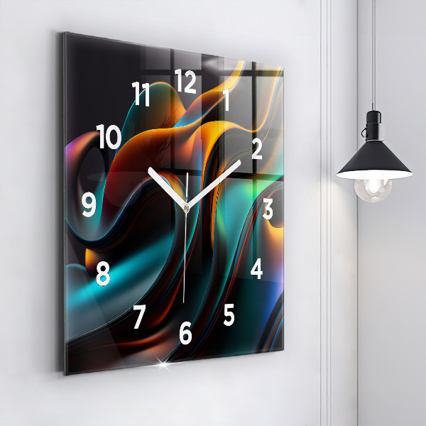 Square glass wall clock Futuristic wave