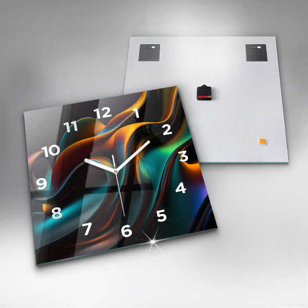 Square glass wall clock Futuristic wave