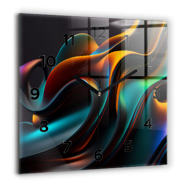 Square glass wall clock Futuristic wave