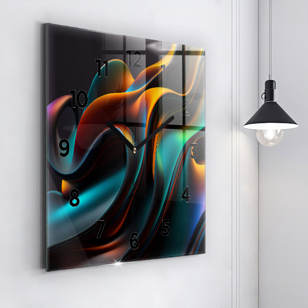 Square glass wall clock Futuristic wave