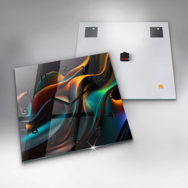 Square glass wall clock Futuristic wave