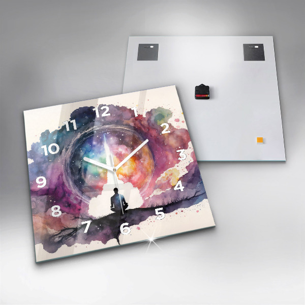 Square glass wall clock Meditation lifestyle