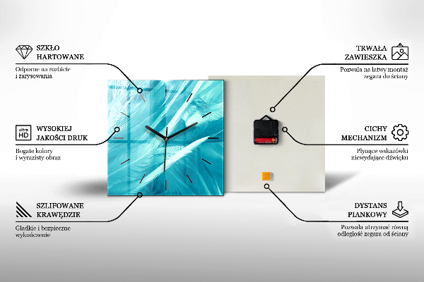 Square glass wall clock Cosmonaut and colorful clouds