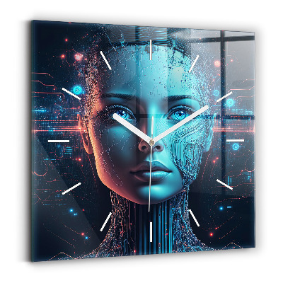 Square glass wall clock Artificial intelligence