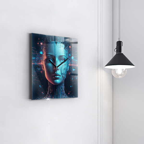 Square glass wall clock Artificial intelligence