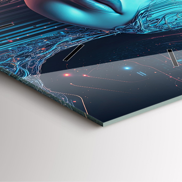 Square glass wall clock Artificial intelligence