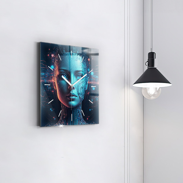 Square glass wall clock Artificial intelligence