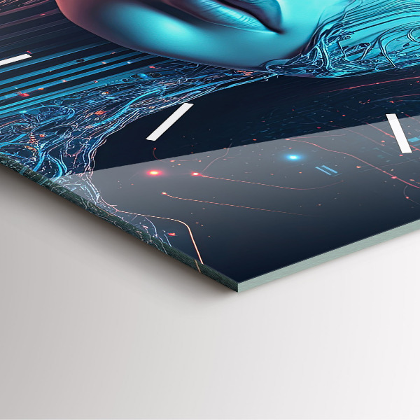 Square glass wall clock Artificial intelligence