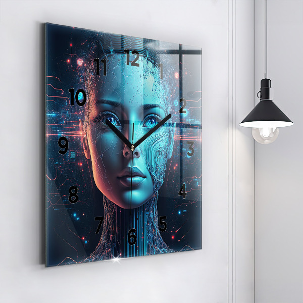 Square glass wall clock Artificial intelligence
