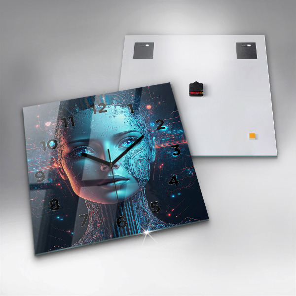 Square glass wall clock Artificial intelligence