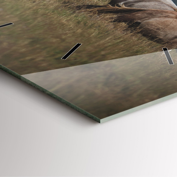Square glass wall clock Horses at a gallop