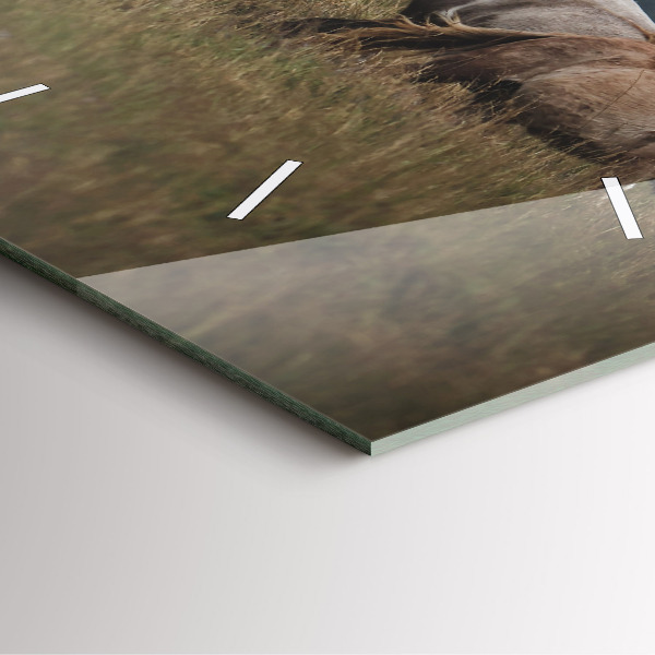 Square glass wall clock Horses at a gallop