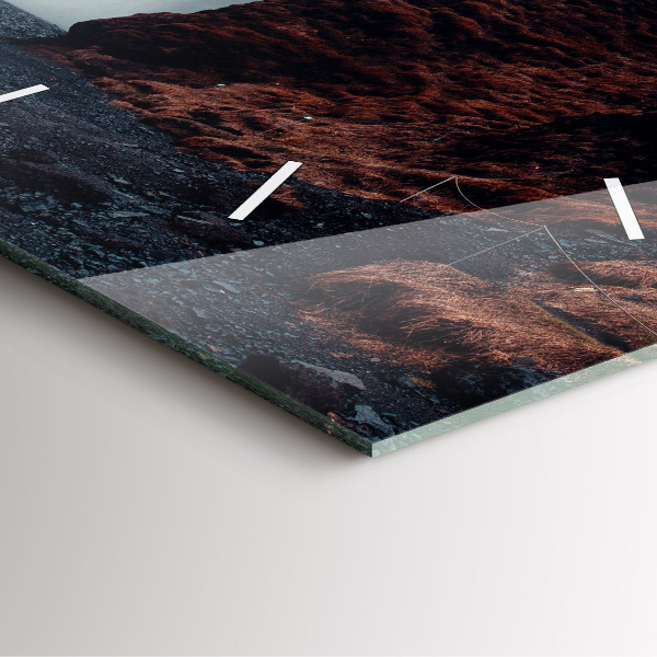 Square glass wall clock Waterfall Landscape Iceland