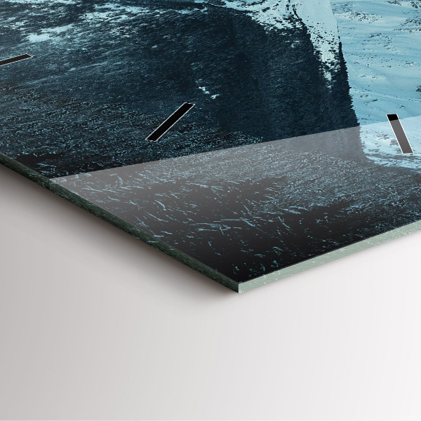 Square glass wall clock Mountain range in winter