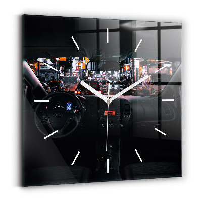 Square glass wall clock Car in Tokyo
