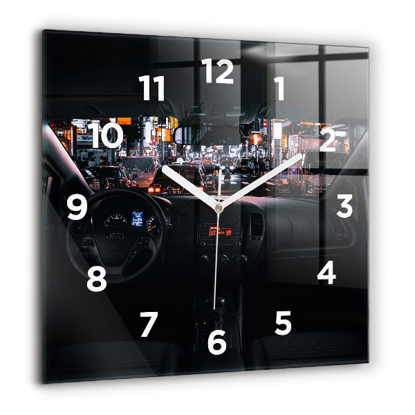 Square glass wall clock Car in Tokyo