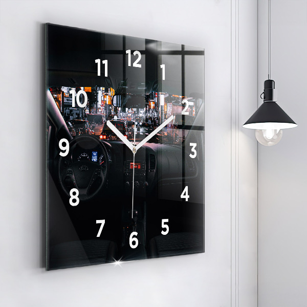 Square glass wall clock Car in Tokyo
