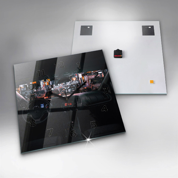 Square glass wall clock Car in Tokyo