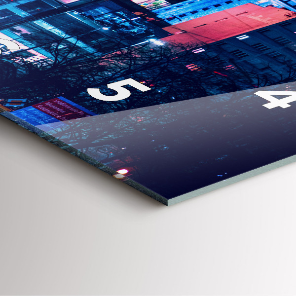 Square glass wall clock Warsaw at night