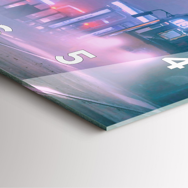 Square glass wall clock Warsaw in the fog