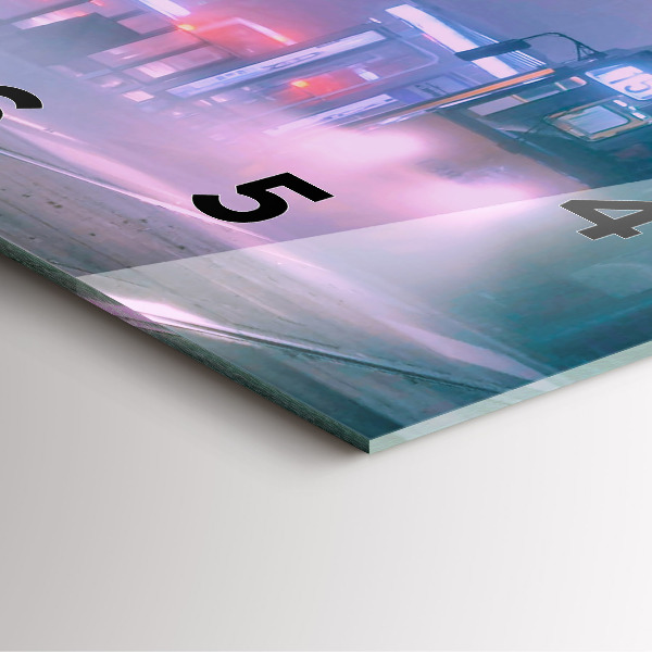 Square glass wall clock Warsaw in the fog