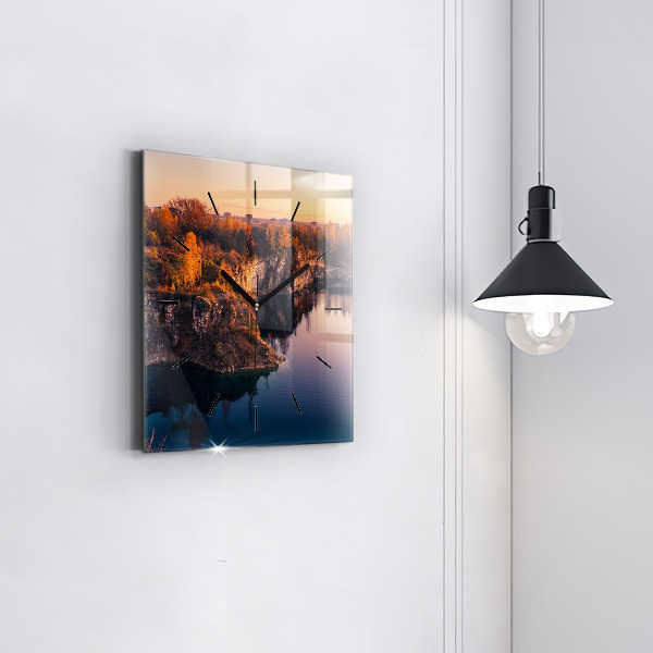 Square glass wall clock Krakow Lake Zakrzówek