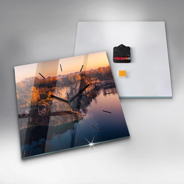 Square glass wall clock Krakow Lake Zakrzówek