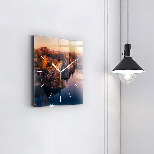 Square glass wall clock Krakow Lake Zakrzówek