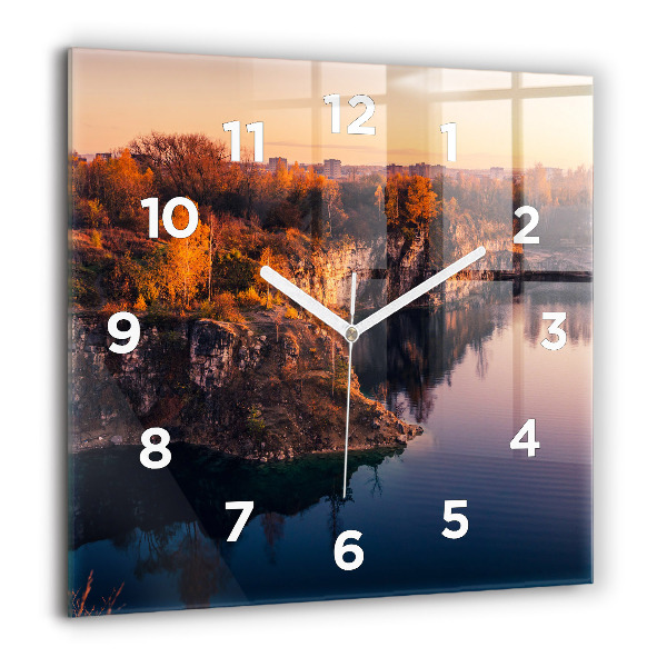 Square glass wall clock Krakow Lake Zakrzówek