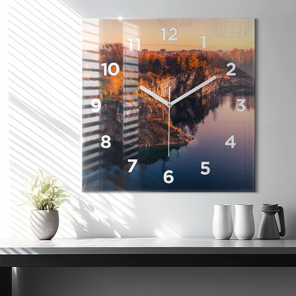 Square glass wall clock Krakow Lake Zakrzówek