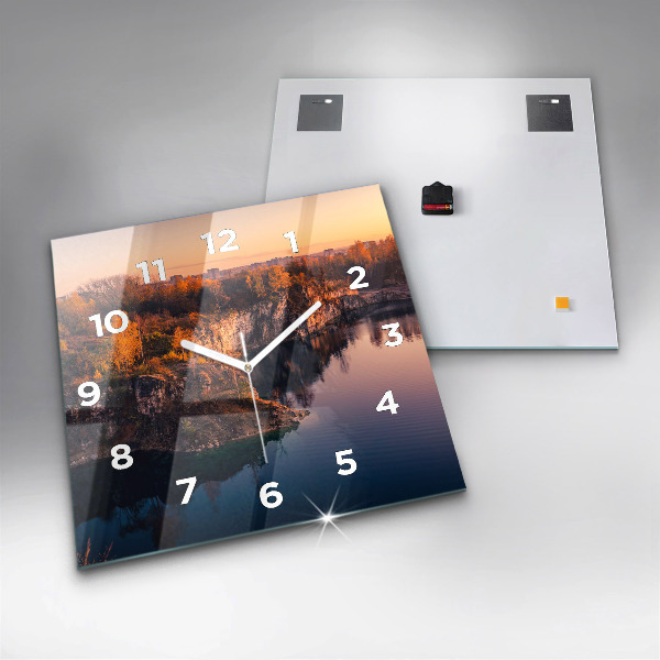 Square glass wall clock Krakow Lake Zakrzówek