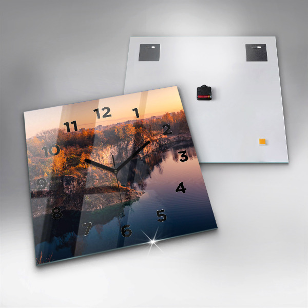 Square glass wall clock Krakow Lake Zakrzówek