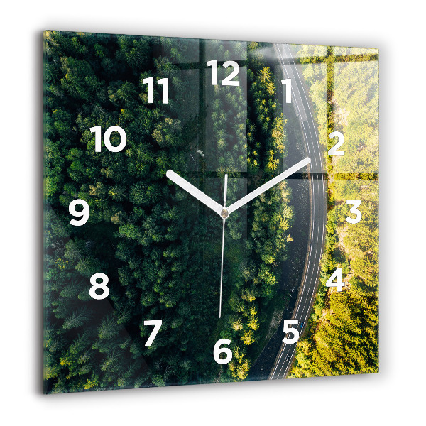 Square glass wall clock Forest from a bird's eye view
