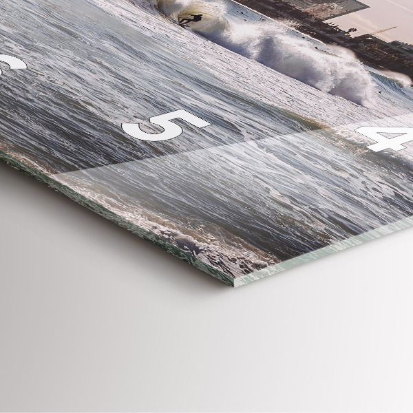 Square glass wall clock Barcelona Surfer