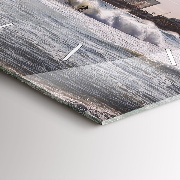 Square glass wall clock Barcelona Surfer