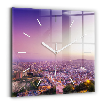 Square glass wall clock Barcelona Bunkers El Carmel