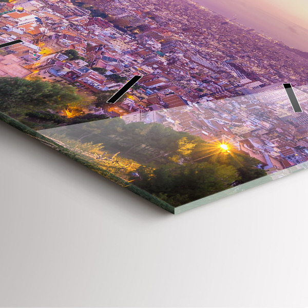 Square glass wall clock Barcelona Bunkers El Carmel